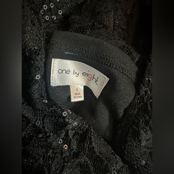 NEW One By Eight Sz 6 Black Tulle Lace Sequin Formal Cocktail Midi Dress Womens - Picture 9 of 11